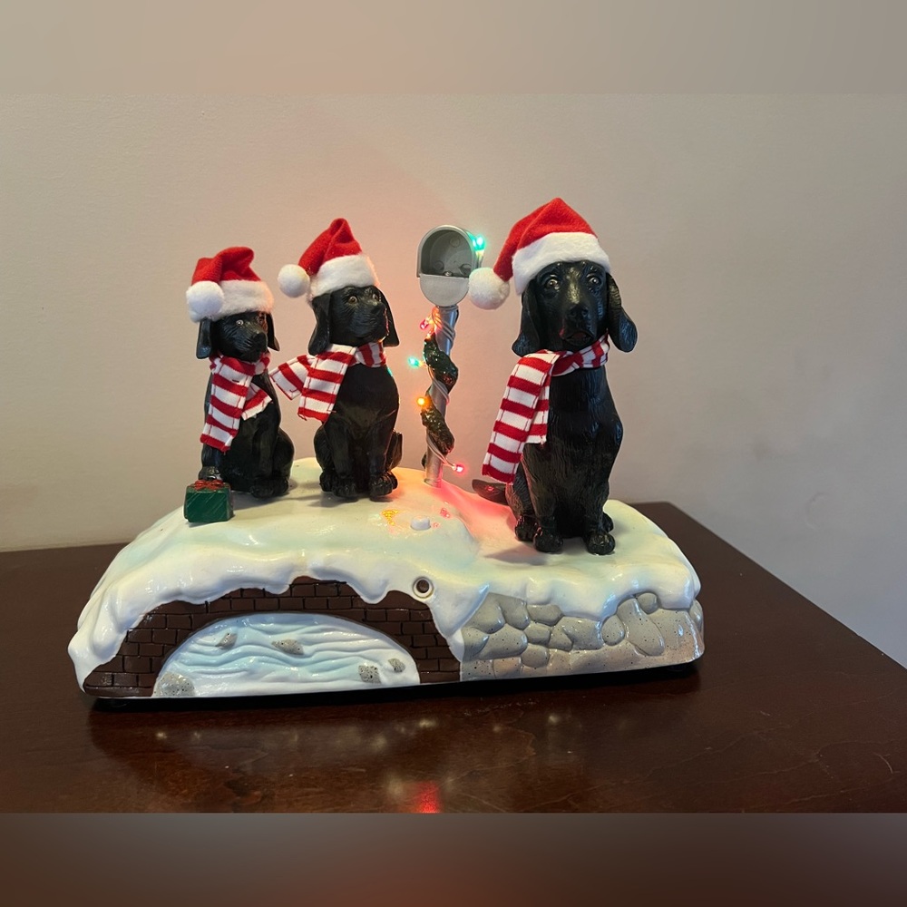 GEMMY Christmas Animated Barking Singing Trio Black Labs